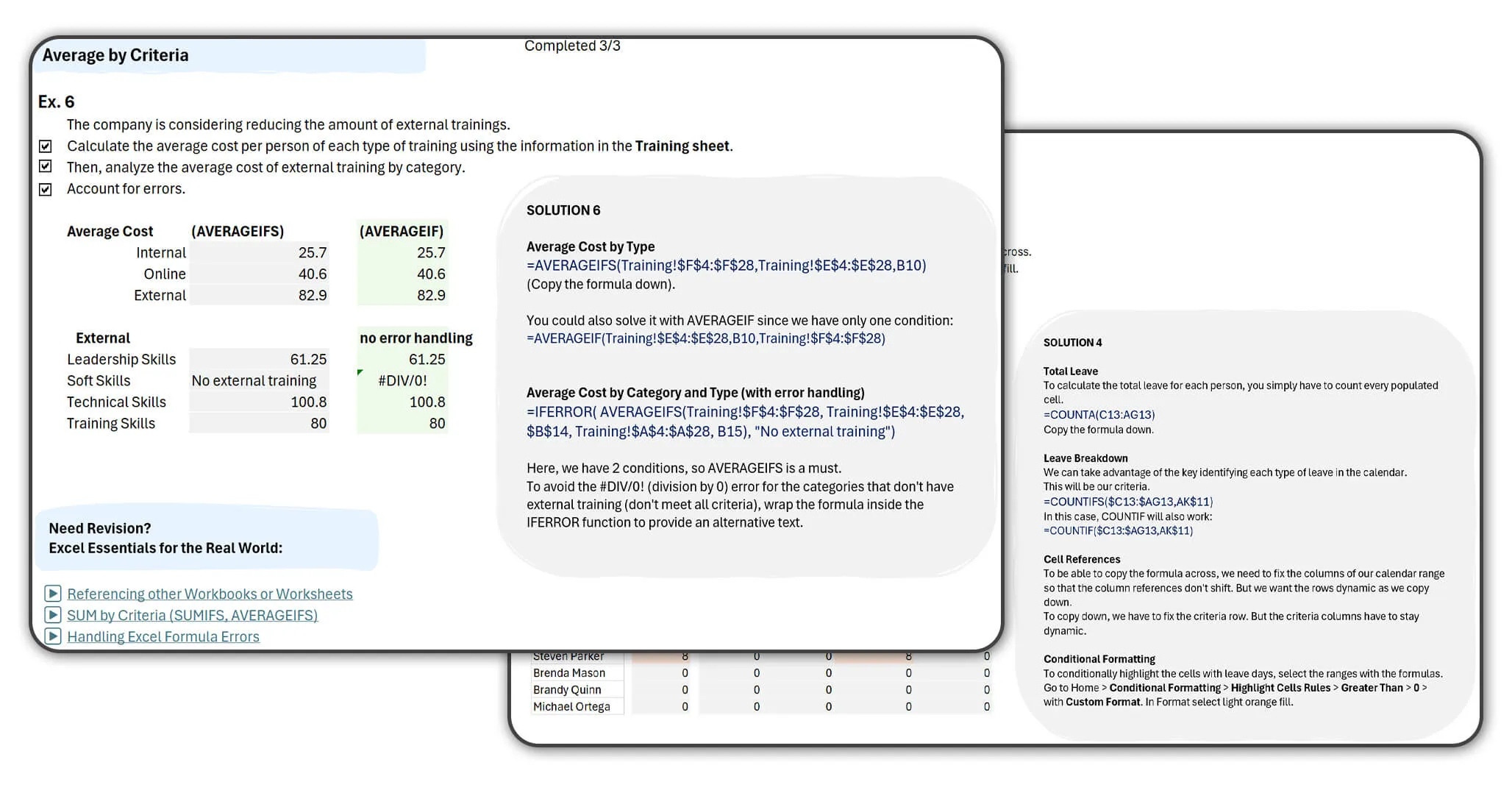 Excel practice exercises with soutions