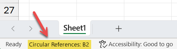 Use status bar to find circular references