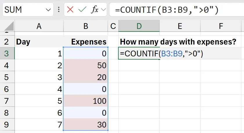 COUNTIF Greater Than 0