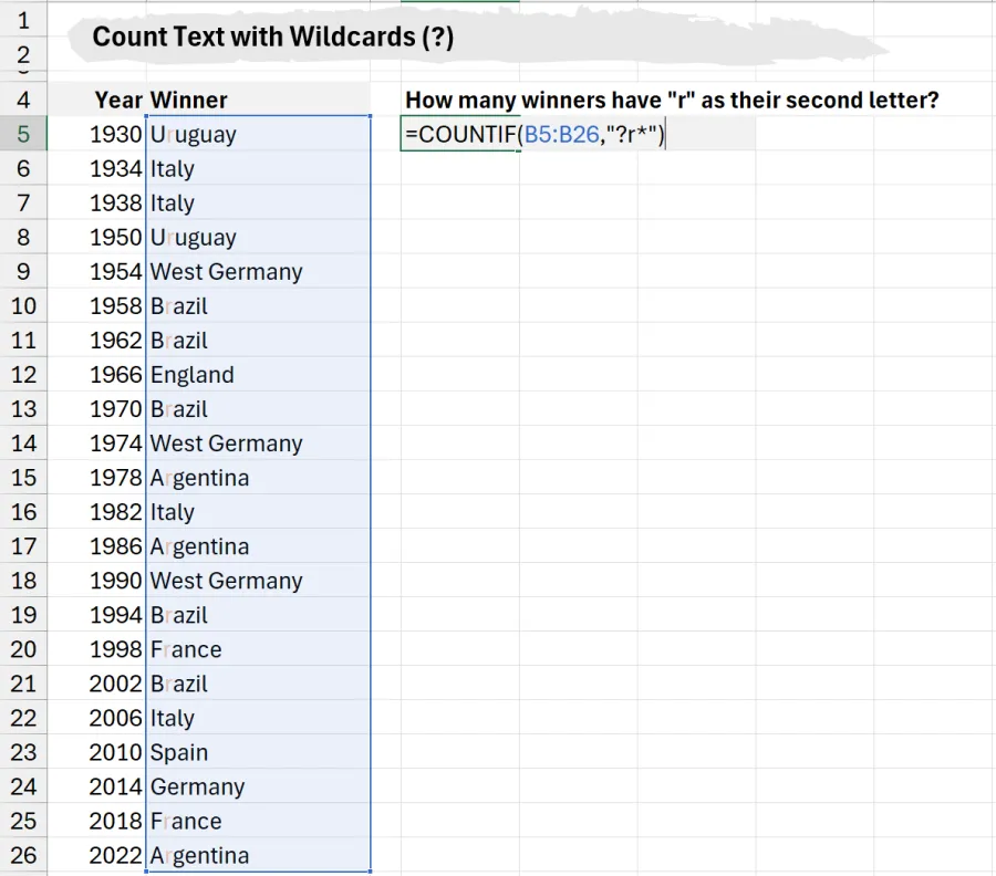 COUNTIF with wildcards