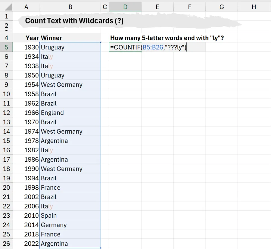 Use wildcards for partial match