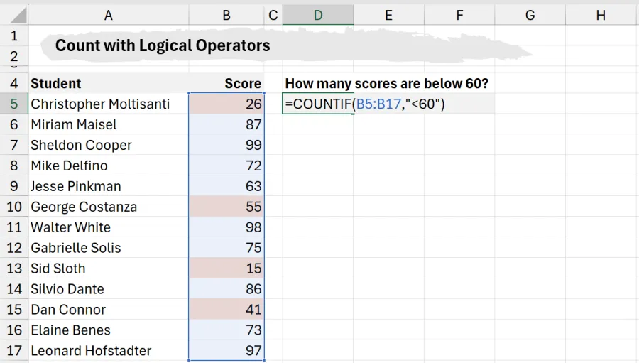 COUNTIF with logical operators