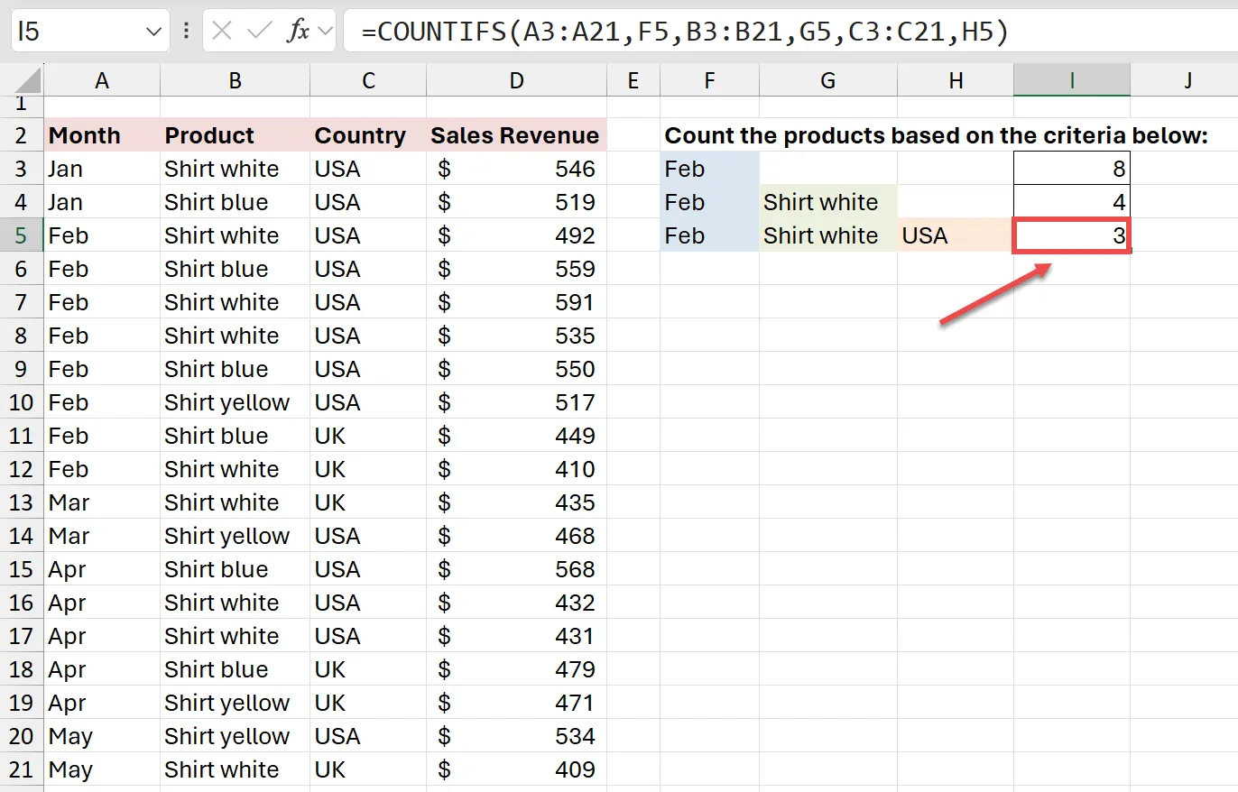 countifs multiple criteria