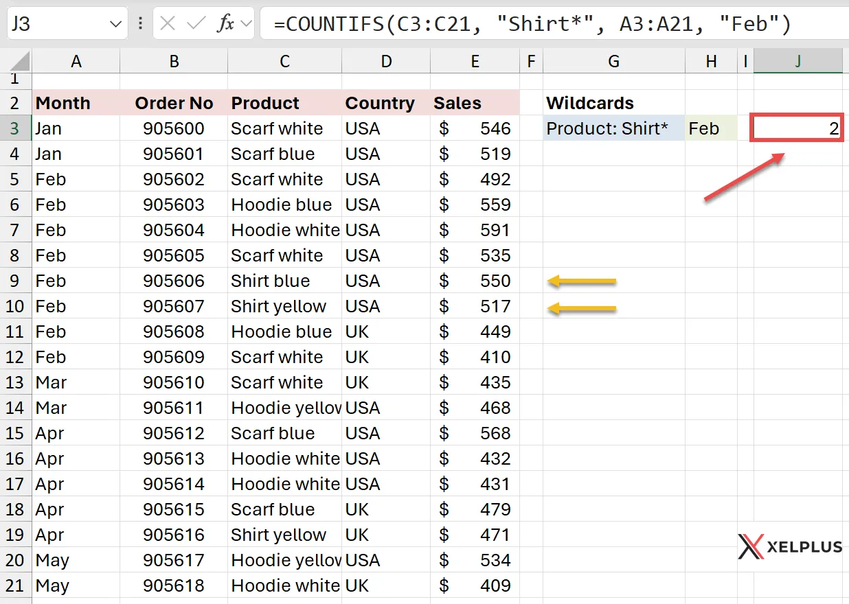 COUNTIFS with wildcards