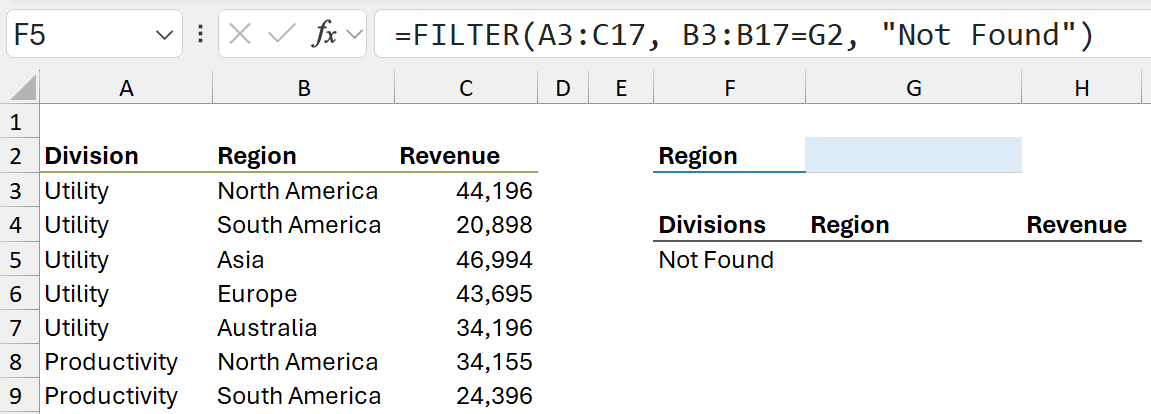 filter function excel