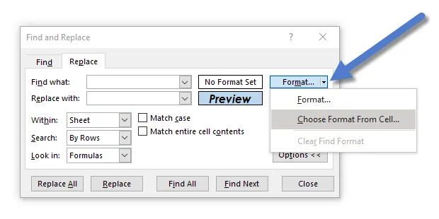 Find and Replace Formatting in Excel