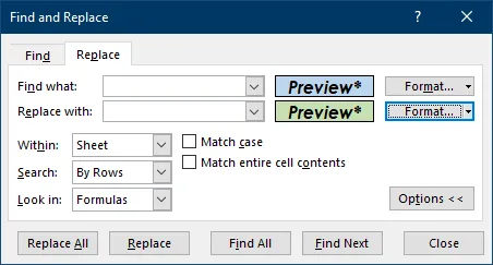 Find and Replace Formatting in Excel