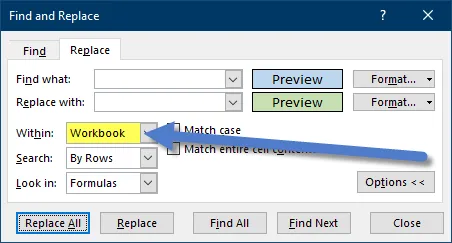 Find and Replace in Excel