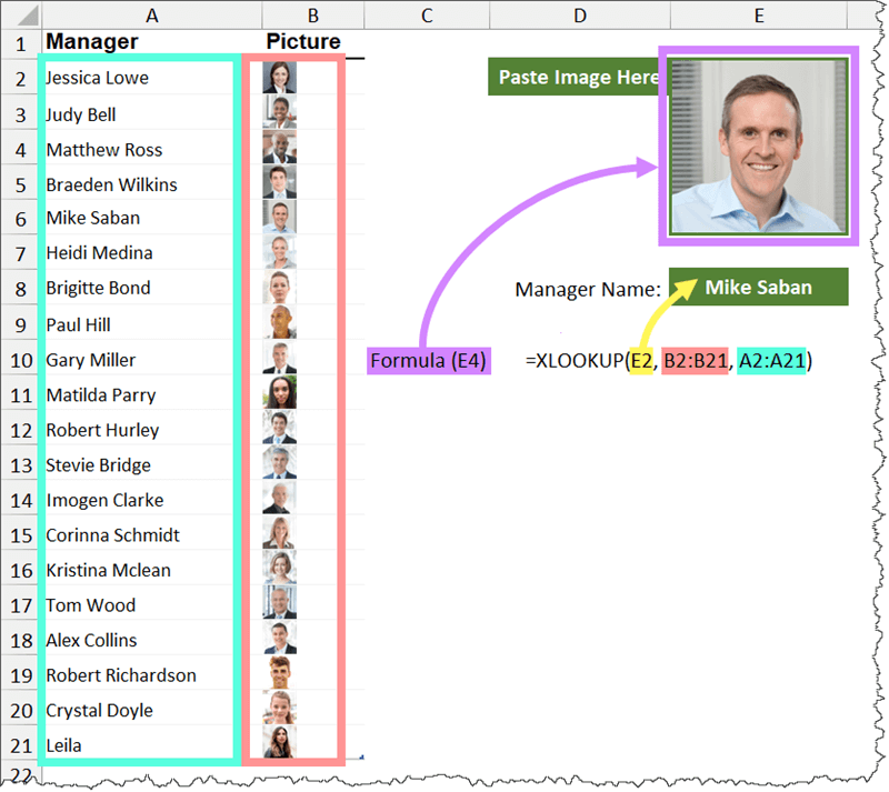 Using an image in a lookup function to return related text