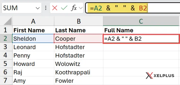 Combine two columns with ampersand