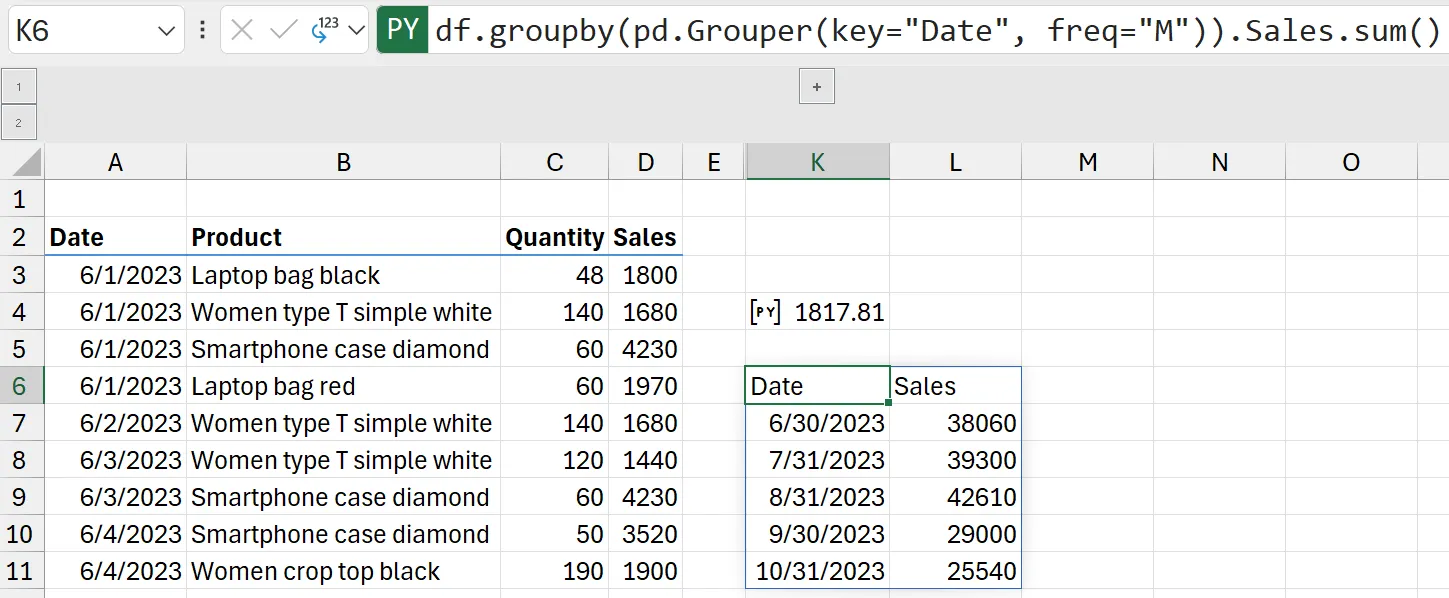 how to use a grouper for python in excel