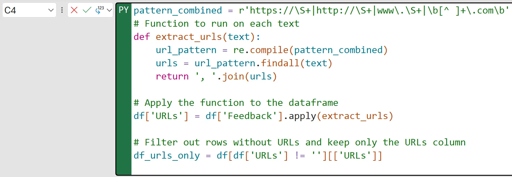 python in excel with regex