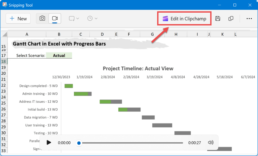 snipping tool - edit screen recording