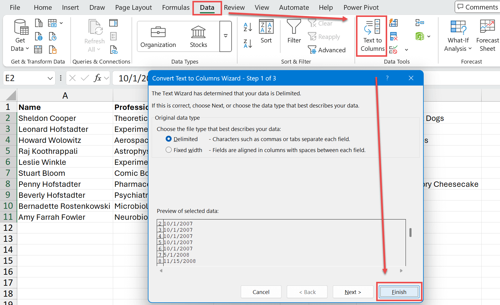 excel text to columns