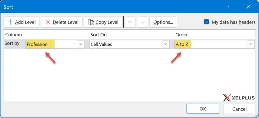 alphabetize in excel keep rows intact