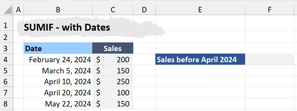 Excel SUMIF with Dates