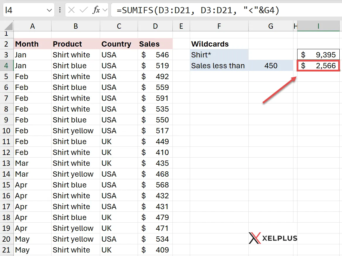 Excel SUMIFS function with wildcards
