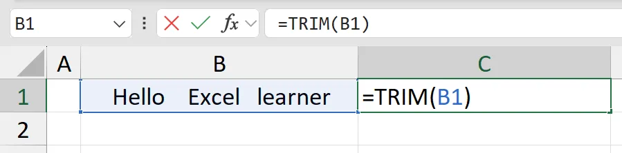Remove spaces in Excel with TRIM